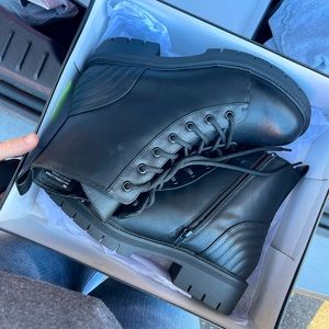 MIA black combat boots, size 9 in woman’s.